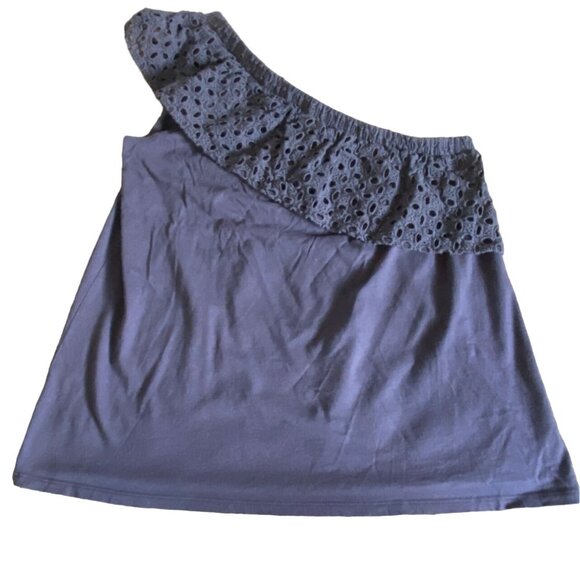 Ann Taylor's LOFT Womens One Shoulder Ruffled Blouse-Gray-Size M-GUC - Picture 4 of 6